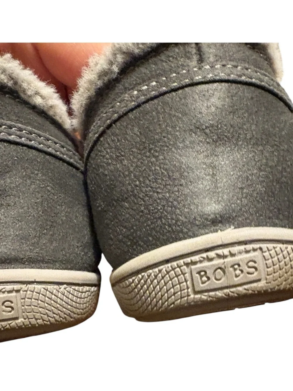 BOBS from Skechers Gray Faux Fur Lace-Up Comfort Shoes